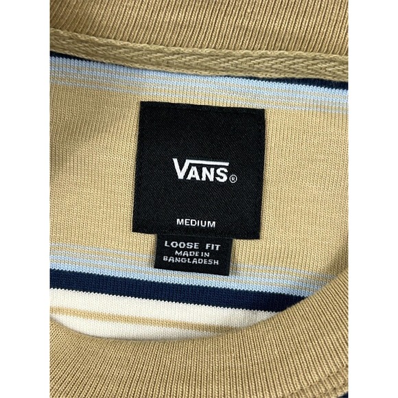 Vans Men‎ Yellow Striped Short Sleeve Crew Neck Shirt Sz M Embroidered Logo - Picture 7 of 7
